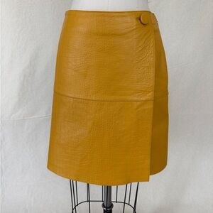 Lamb Skin Rebecca Taylor Mustard A-Line Skirt